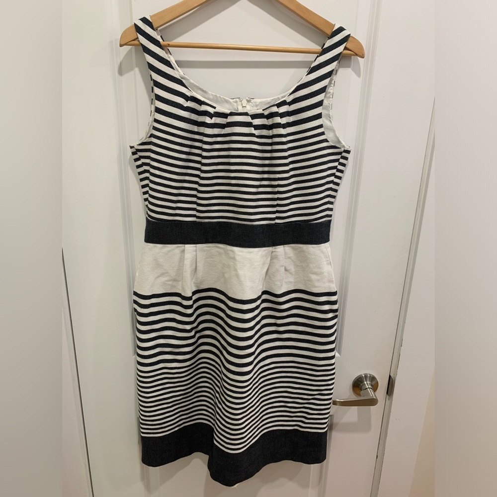 Banana Republic Black and White Striped Midi Dress